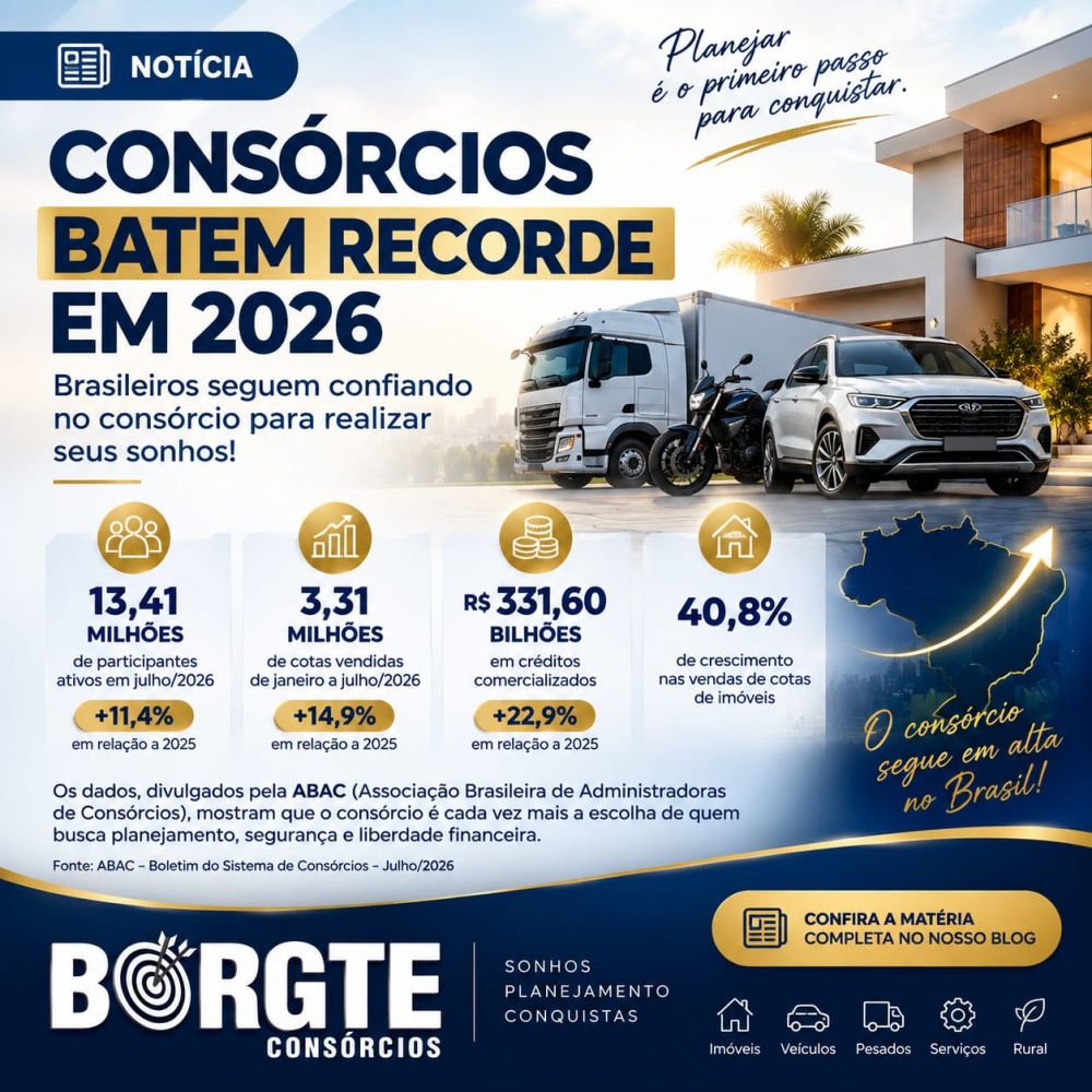 📢 CONSÓRCIOS BATEM RECORDE EM 2026! 🚀💙💛